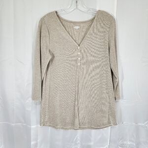 Old Navy Size Large Cream Ribbed 3/4 Sleeve Blouse